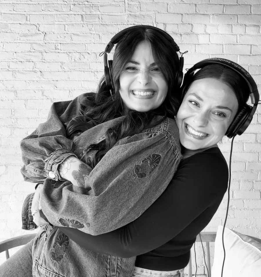 Kris and Mads wearing headphones